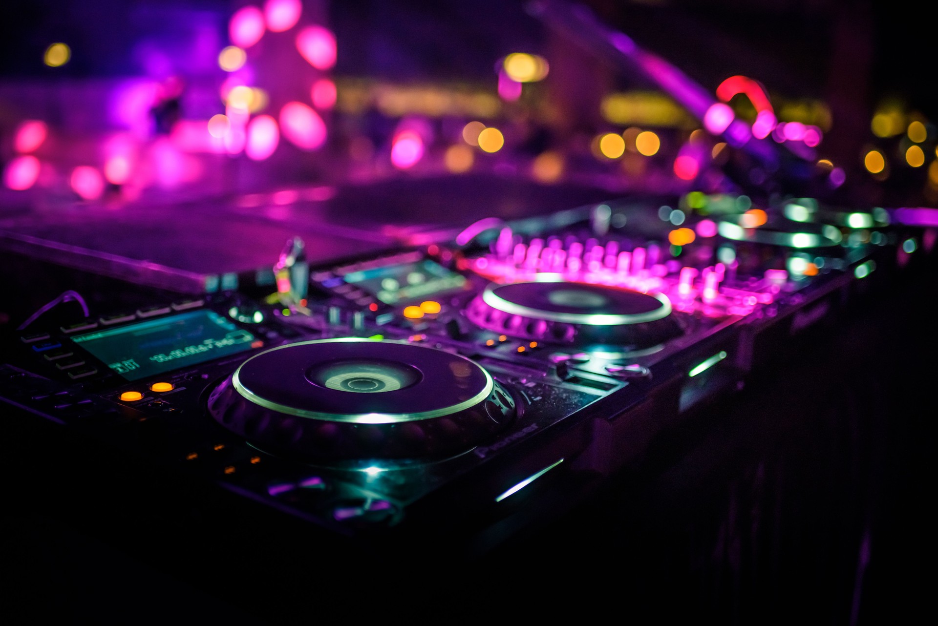 DJ console desk at nightclub